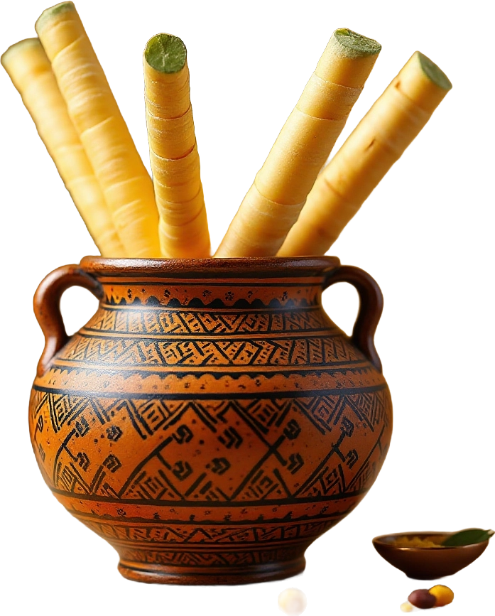 Traditional Pot with Bamboo Sticks